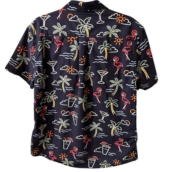 Chubbies One Man Wolf Pack Neon Lights Flamingo Camp Shirt Tropical Palms, L - Picture 8 of 8